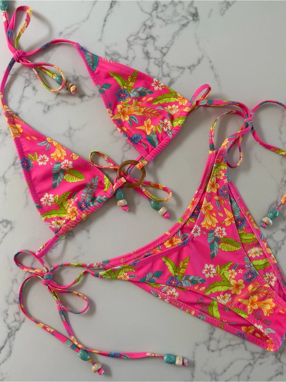Kulani Kinis Halter Top & Tie Bottom Bikini SET - Viva Vacation - Size Small